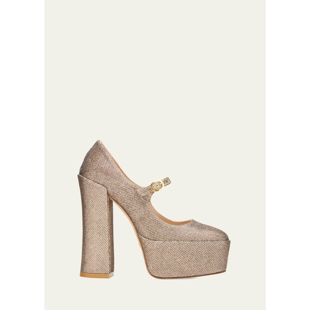 Stuart Weitzman Sky High 145 Platform Mary Jane Gold Womens 8.5